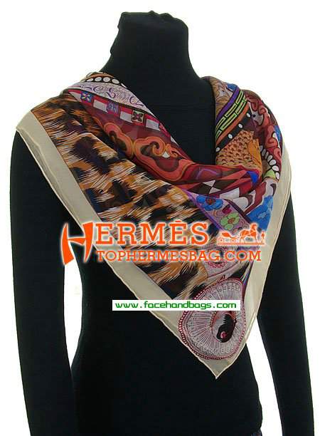 Hermes 100% Silk Square Scarf Coffee HESISS 135 x 135